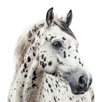 horse breed Appaloosa with spots galloping, Appaloosa horse in the pasture at sunset, white horse with black and brown spots. yearling baby horse isolated on white background png