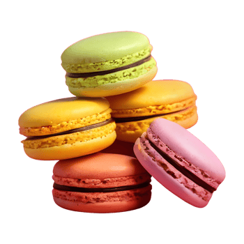 AI generated Vibrant macaroons on transparent background isolated png