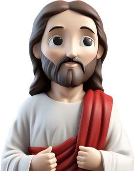 AI generated Close-up of cute cartoon Jesus Christ icon. png