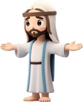 AI generated Close-up of cute cartoon Jesus Christ icon. png