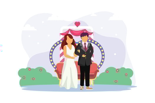 Wedding Couple Flat Illustration Design vector
