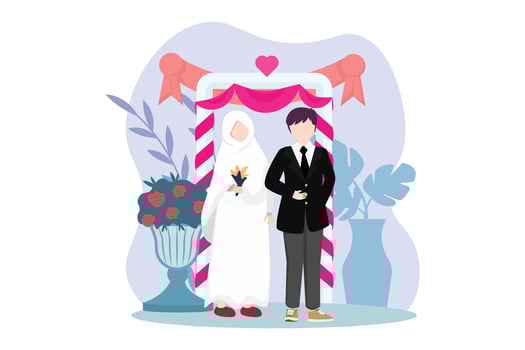 Wedding Couple Flat Illustration Design vector