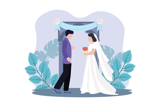 Wedding Couple Flat Illustration Design vector