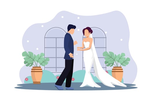 Wedding Couple Flat Illustration Design vector