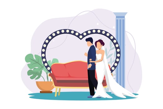 Wedding Couple Flat Illustration Design vector