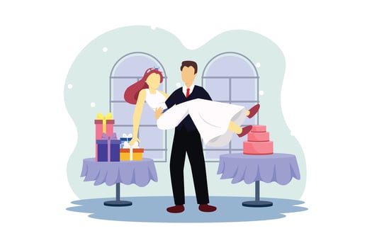 Wedding Couple Flat Illustration Design vector