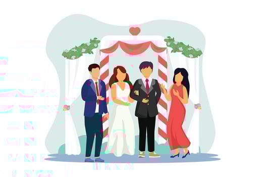 Wedding Couple Flat Illustration Design vector