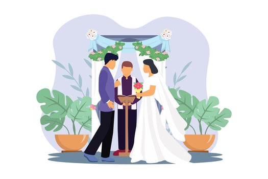 Wedding Couple Flat Illustration Design vector