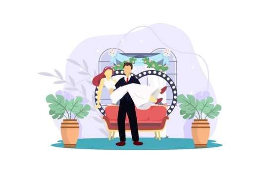 Wedding Couple Flat Illustration Design vector