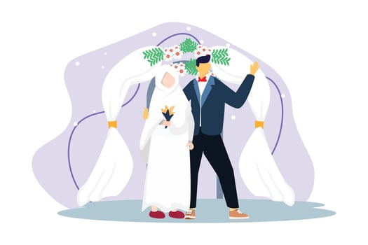 Wedding Couple Flat Illustration Design vector