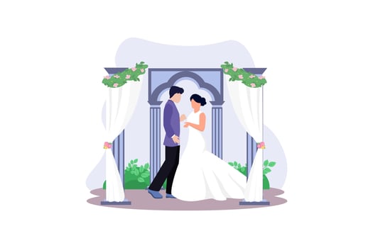 Wedding Couple Flat Illustration Design vector