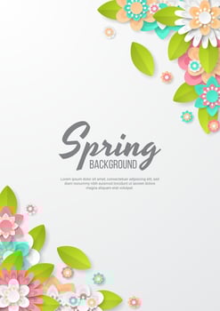 Spring Background template with beautiful colorful flowers. vector