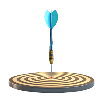AI generated 3d dart hitting on target at the center business isolated on transparent background png