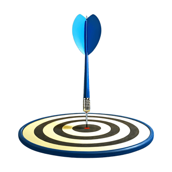 AI generated 3d dart hitting on target at the center business isolated on transparent background png