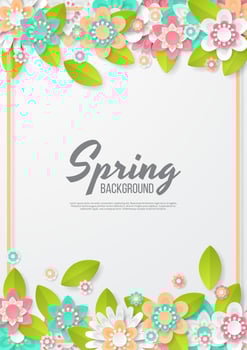 Spring Background template with beautiful colorful flowers. vector