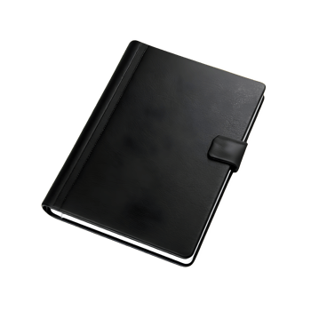 AI generated Black leather notebook isolated on transparent background png