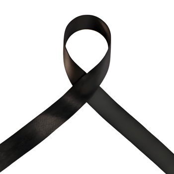 AI generated Black ribbon viewed from the top isolated on transparent background png