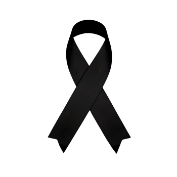 AI generated Black ribbon viewed from the top isolated on transparent background png