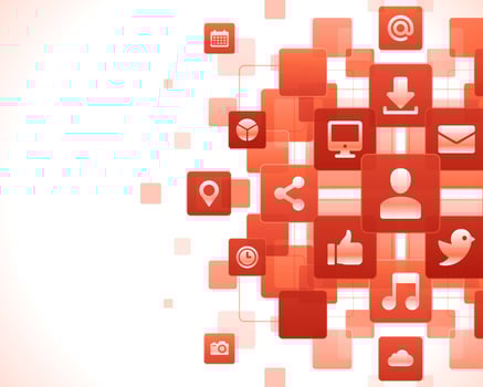 Digital Connectivity Concept With Red Abstract Background vector