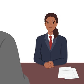 Young black business woman smile interviewed. vector