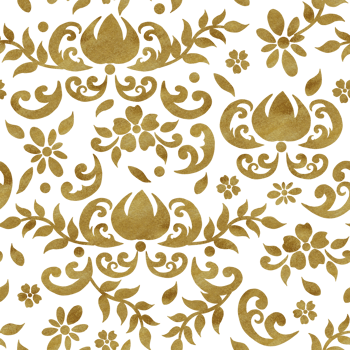 Hand-drawn watercolor illustration. Seamless golden damask pattern. Can be used for textile, printing or other design. Floral pattern. png