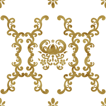Hand-drawn watercolor illustration. Seamless damask pattern with golden texture. Can be used for textile, printing or other design. Floral pattern. png