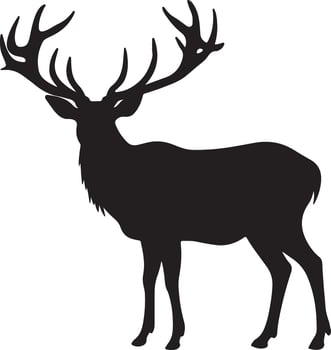 Elk Silhouette Vector Illustration White Background