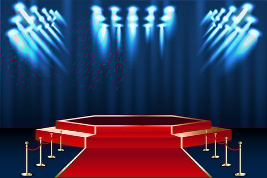 awards podium stage. Spotlight lights and a dark blue background vector