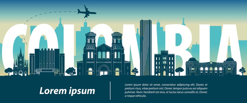 Colombia famous landmark silhouette style vector