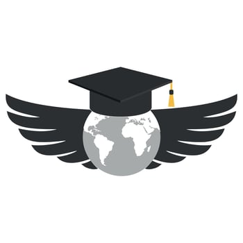 Illustration of a graduate hat with wings flying vector