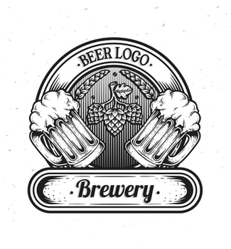 Isolated retro vintage Beer logo, vector illustration beer glass, emblem brewery design.