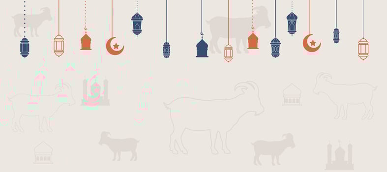 happy eid al adha background with islamic ornament decoration vector