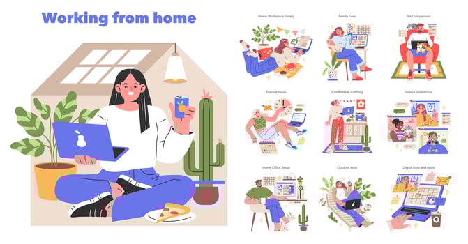 Working from Home seVector illustration vector