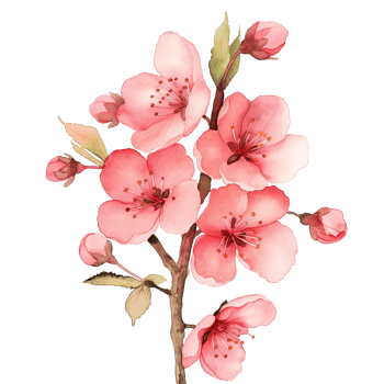 AI generated Watercolor painting of cherry flower isolated on transparent background. png