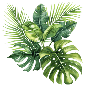 AI generated Watercolor painting of botanical tropical leaves isolated on transparent background. png