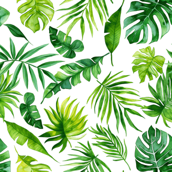 AI generated Watercolor painting of Seamless Exotic Background with Tropical leaf isolated on transparent background. png