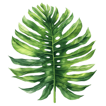 AI generated Watercolor painting of botanical tropical leaves isolated on transparent background. png