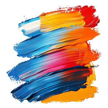 AI generated Colorful acrylic oil paint brush stroke isolated on transparent background. png