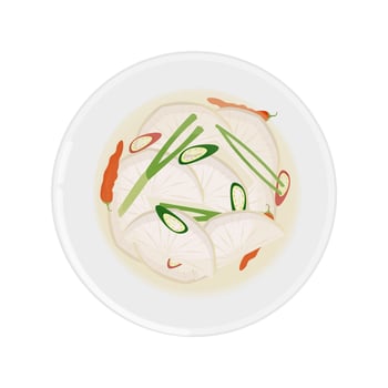 Illustration Logo Top View Korean food Dongchimi Radish Water Kimchi vector