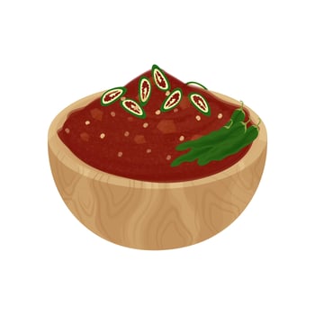 Illustration Logo Korean Ssamjang on a Wooden Plate vector