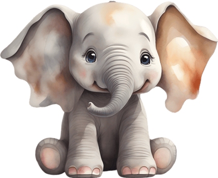 AI generated Watercolor painting of a cute Baby Elephant. png