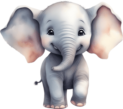 AI generated Watercolor painting of a cute Baby Elephant. png