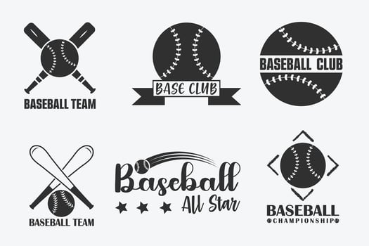 Dynamic Baseball Logo Design Bundle, Creative Baseball Team Logos, Bold Baseball Logo Concepts, Professional Baseball Logo Templates, Customizable Baseball Emblem Designs vector