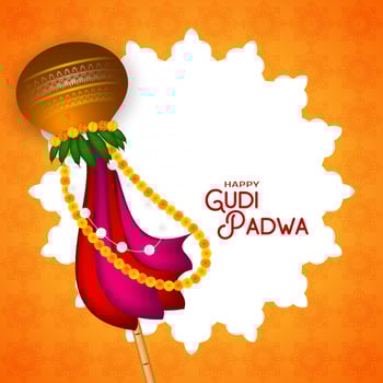 Beautiful Happy Gudi padwa cultural Indian festival celebration card vector