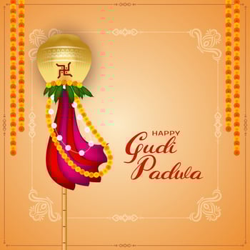Beautiful Happy Gudi padwa cultural Indian festival celebration card vector