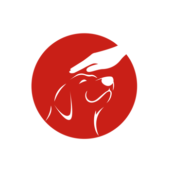 Human hand love dog logo template png