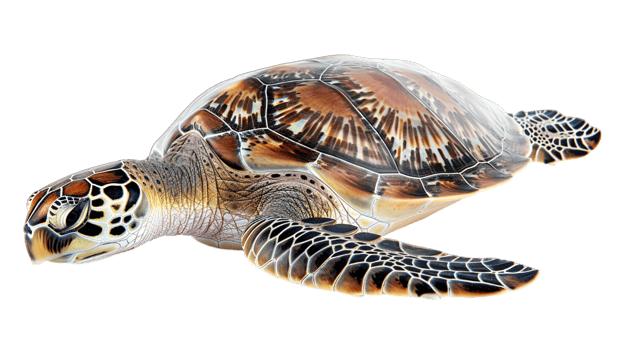 AI generated Sea turtle swimming in its natural habitat, a silent plea for ocean conservation and protection, isolated on transparent background png
