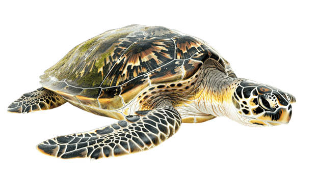 AI generated Sea turtle swimming in its natural habitat, a silent plea for ocean conservation and protection, isolated on transparent background png