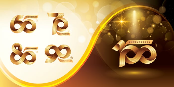 Set of 60 to 100 years Anniversary logotype design, Celebrating Anniversary Logo vector
