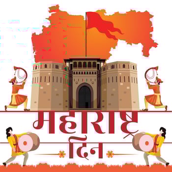 Maharshtra Day Celebration with Maharshtra Map and marathi culture greeting card banner Vector